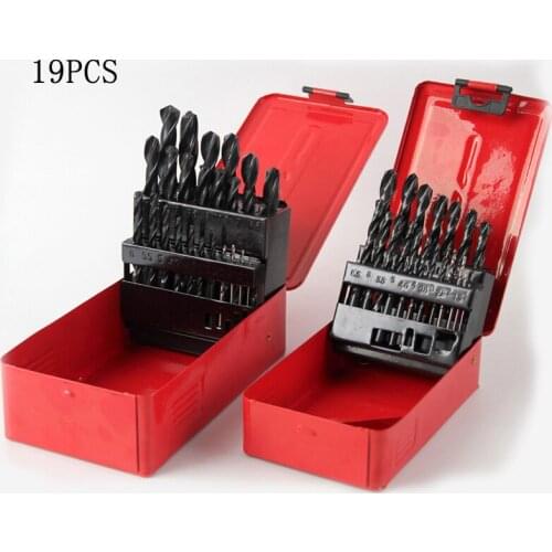 19 Pcs/set 1-10mm Black Twist Drill Set High Quality Spiral Drill Hand Tools High Speed Steel Drill Bit Group Iron Box Pack