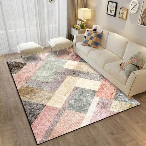 200*300cm Fashion Modern Pink Gray Marble Stitching Living Room Bedroom Bedside Carpet Floor Mat Customization