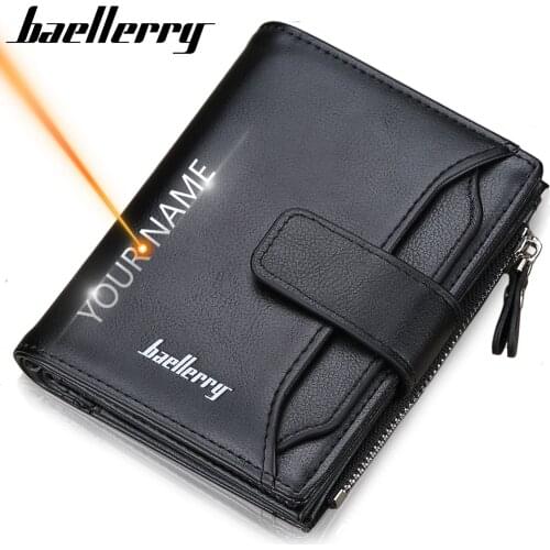 2020 Baellerry Men Wallets Fashion Short Desigh Zipper Card Holder Men Leather Purse Solid Coin Pocket High Quality Male Purse