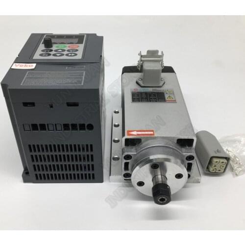 380V 3Phase 1.5KW 2HP ER11 24000RPM AC Spindle Motor Air Cooled Flange bracket With 3PH 2.2KW VFD Inverter kit for CNC Router