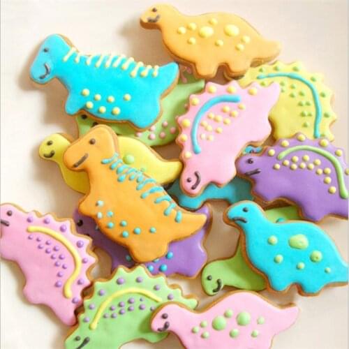 4pcs Stainless Steel Biscuit Mould Dinosaur Shape Fondant Cake Mold DIY Sugar Craft 3D Pastry Cookie Cutters Stamp Cake Tools