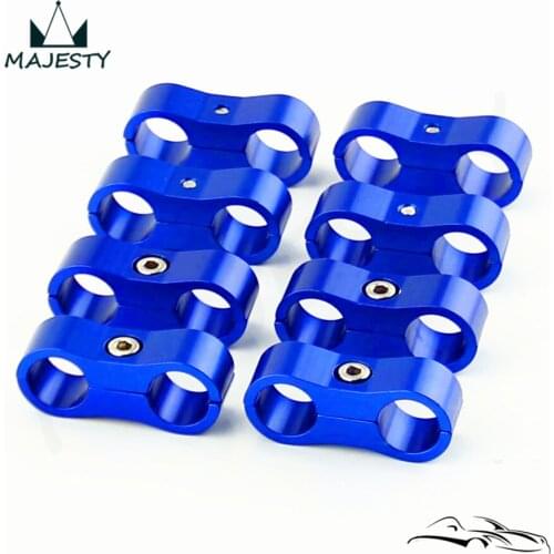 8pcs AN -6 AN6 13.4MM Braided Hose Separator Clamp Fitting Adapter Bracket blue