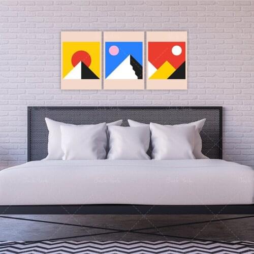 Abstract Set of 3 Prints, Yellow blue red Wall Art Print Picture Contemporary Print Gallery Wall Poster Decor Gift