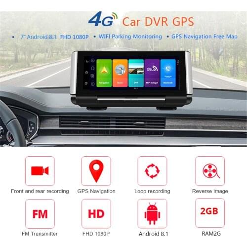 7 Inch 4G Android 8.1 Car Dvr Driving Recorder Gps 2G Ram Fhd 1080P Video Recorder Dual Camera Wifi App Remote Monitoring