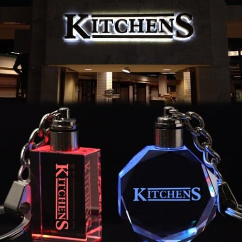 Customized Crystal DIY Logos Key Chain Personalized Words Pendant Charm Laser Engraved Logo Key Ring for Personal Logo Company