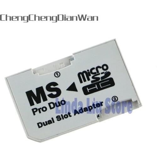 ChengChengDianWan 30pcs/lot Dual Slot Micro SD TF To MS Memory Stick Pro Duo Adapter for PSP1000 2000 3000 psp 1000 2000 3000