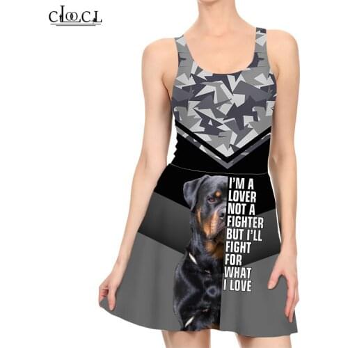 CLOOCL Best Friend Rottweiler Printed Dress Women 3D Hunting Deer Casual Fashion Sleeveless Sexy Slim Summer Cute Dress