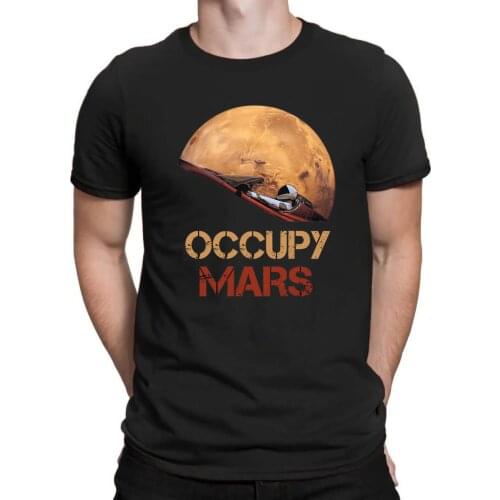 Occupy Mars Starman Vintage Graphic Tee Mens Cotton Black Navy T-Shirt