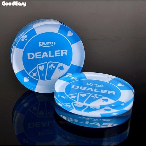 HOT SALE 1PCS Acrylic Dealer Button Texas Hold'em 3inch Pressing Poker Cards Guard poker Dealer Button-Blue Dealer