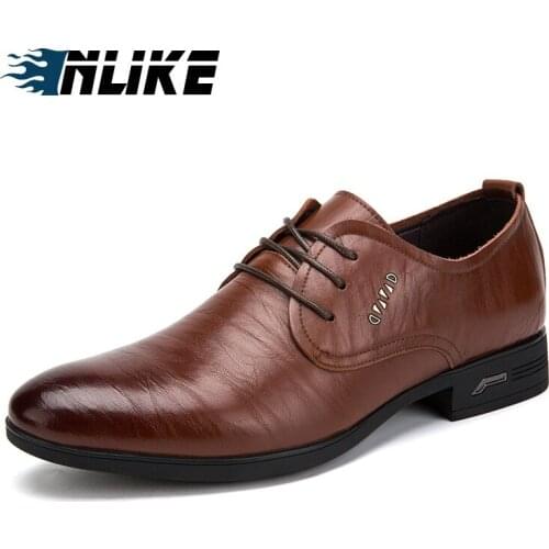 INLIKE Men Pointed Toe Genuine Leather Shoes Men Wedding Oxfords Men Shoes Dress Formal Shoes Dress Shoes Men