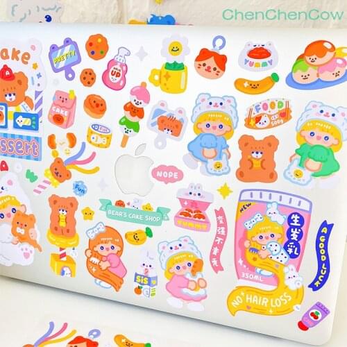 Ins Kawaii cute girl bear sticker DIY scrapbook base collage mobile phone diary album computer gift sealing decoration sticker