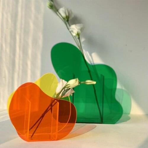 INS Nordic Acrylic White Small Transparent Glass Vase Decoration Home Table Flower Vase Plant Modern Wedding Vase Terrarium