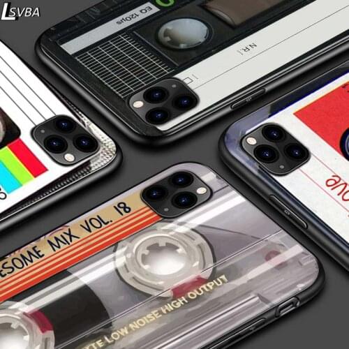 Classical Old Cassette For iPhone 12 Pro Max Mini 11 Pro XS Max X XR 6S 6 7 8 Plus 5S Bright Black Phone Case