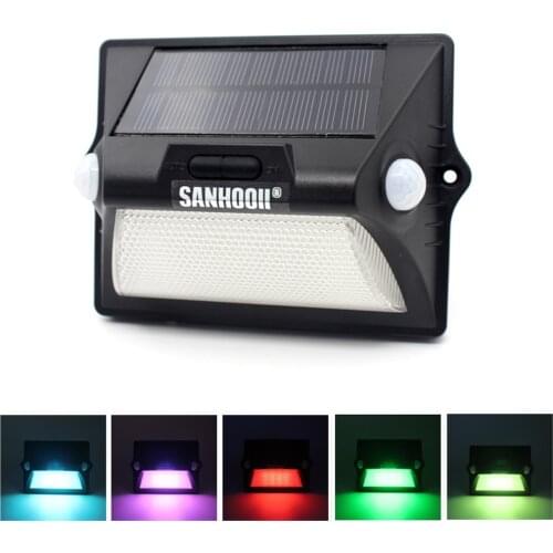 Colorful & White 5 Mode Lighting Lamp IP55 Waterproof PIR Motion Sensor Solar LED Light For Garden Wall Outdoor