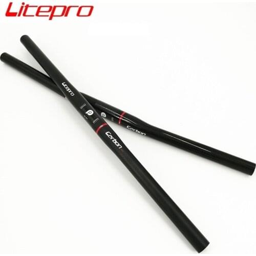 Litepro Bicycle Carbon Fiber Handlebar 25.4mm * 540mm Ultralight Horizontal Handlebar Folding Bike Accessories