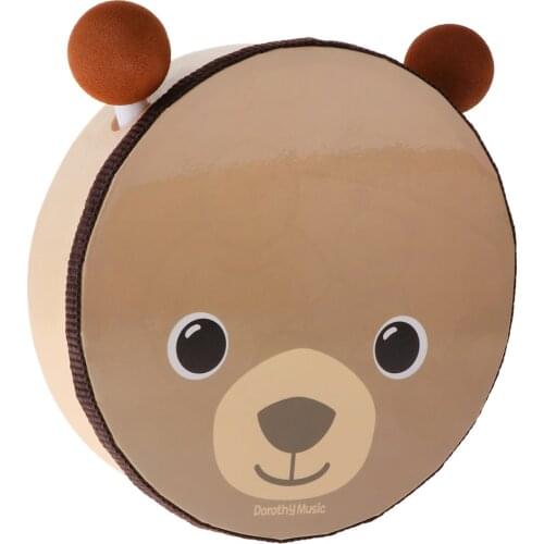 Cute Cartoon Musical Instruments Hand Drum with 2 Beaters Kids Toys Gift