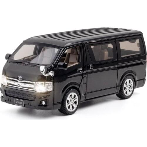1:32 high-simulation Toyota Hiace business car model ornaments with sound and light opening toy for children gifts
