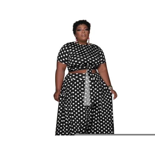 Polka Dot Fashion Casual Two-piece Set Plus Size Women Suit Stylish Outfit Femme Street Wear Female Trendy Clothes Dropshipping