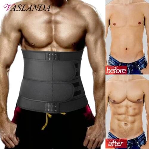 Men Slimming Body Shaper Waist Trainer Weight Loss Trimmer Belt Belly Girdle Sweat Fat Burner Compression Straps Workout Corset