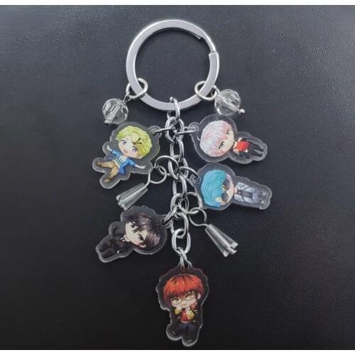 Mystic Messenger New Acrylic Manual Game Anime Keychain Key Ring Transparent Flash Pagoda Ball Beads Schoolbag Decoration