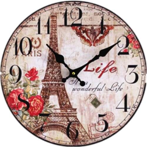 Kitchen Wall Clock Hot Sale The Tower Creative Wooden Clock Kitchen Silent Living Watches Art Vintage Large Wall Clock