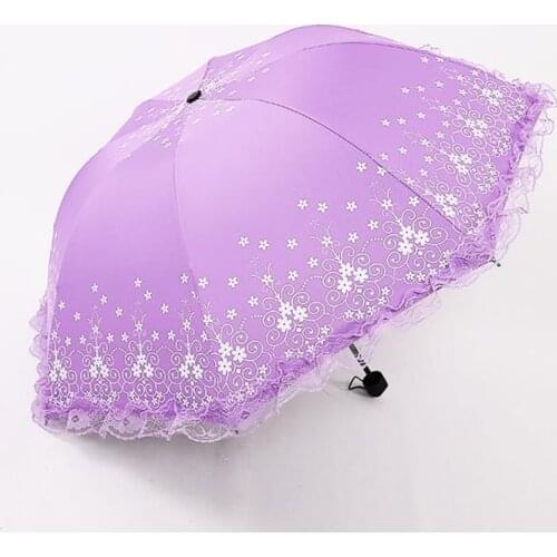2020 new girl rain and sunshade dual-use black plastic sun umbrella personality candy color princess wind free mail