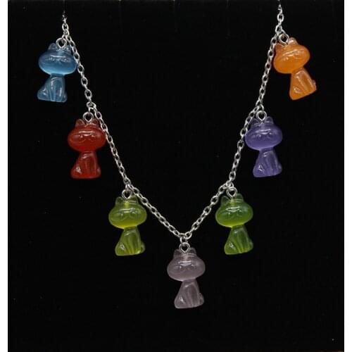 2020 New Fashion Colorful Transparent Fox Candy Color Plastic Pendant Jewelry Necklace Female Necklace Jewelry