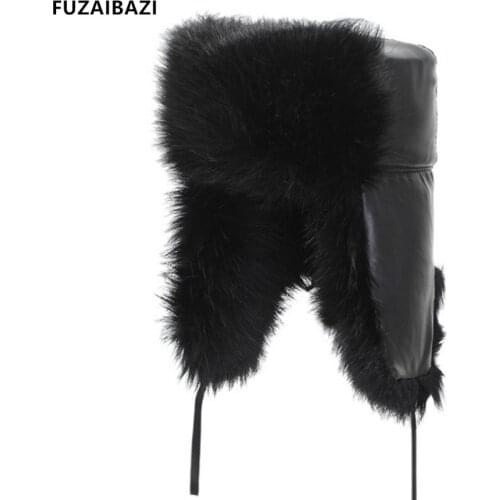 FUZAIBAZI New Cortex Winter Earmuffs Hat Mens Keep Warm Thicken Plus Velvet Cap Riding Ski Hats Middle Old Aged Winter Hat