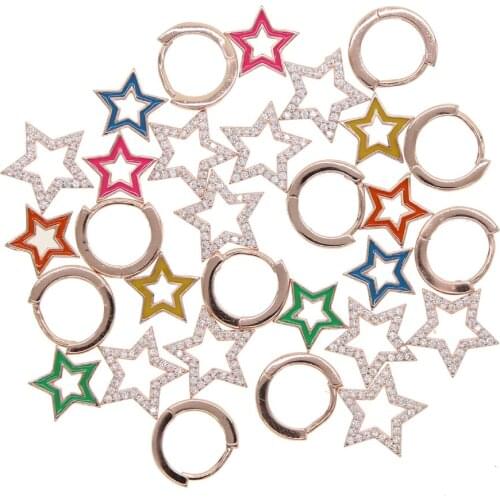 2020 new arrived fashion jewelry gift for Christmas cute lovely colorful double star charm drop earring