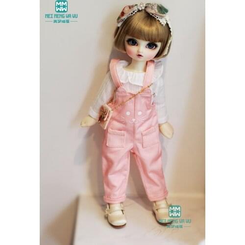 BJD doll clothes fits 27cm-30cm 1/6 BJD doll fashion shirt + Pink strap trousers