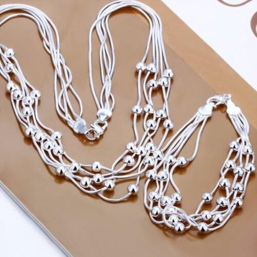 Wholesale fashion jewelry set .M925 - pearl jewelry five-line light two-piece package simple spherical - S063