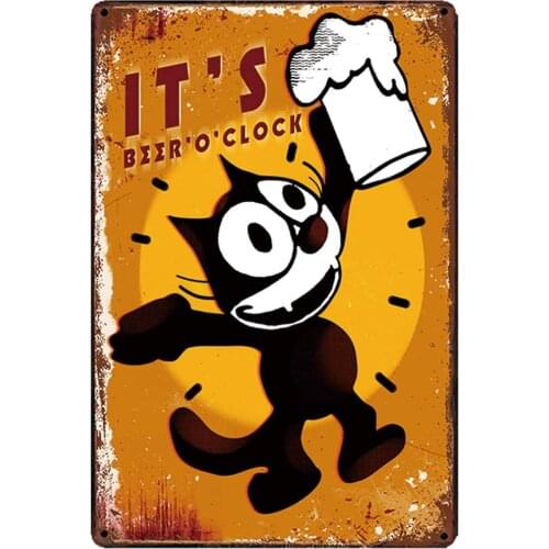 Original Retro Design Tin Metal Signs Wall Art | Its Beer O'clock | Thick Tinplate Print Poster Wall Decoration