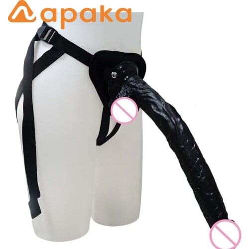Strap on 40cm Long Dildo No Vibrator Strapon Big Penis Dick Sex Toy for Women Lesbian DIY Bondage Dildo Belt with 3 Rubber Rings