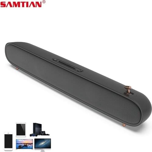 SAMTIAN Retro Wireless Bluetooth Soundbar Subwoofer 3D Surround Sound Dual speakers with Microphone For All Phone Computer