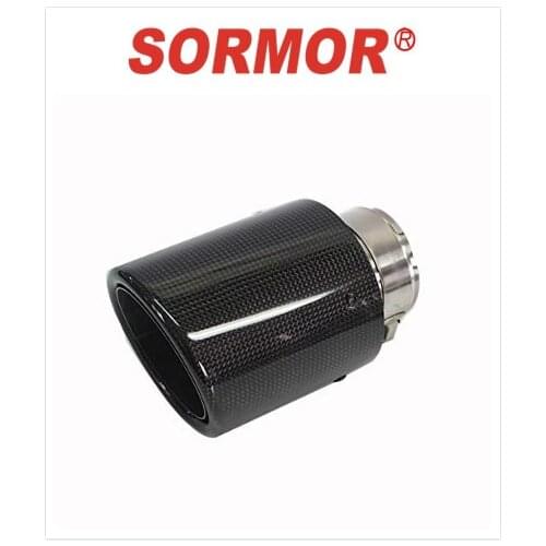 Sormor Carbon Fiber Muffler Pipes Exhaust Tips with Mirror Polishing Stainless Steel Edge, Inlet 63mm outlet 89mm