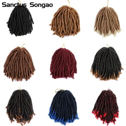 Spring Twist Faux Locs Crochet Braids Hair Extensions Curls With Human Tresses 8 Inch For Women 14 Colors To Choose From