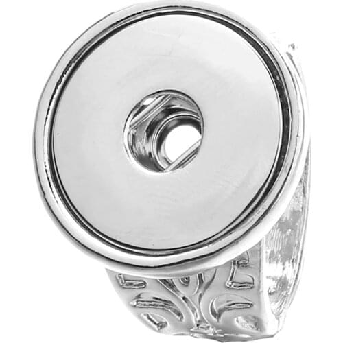 High Quality Adjustable Vintage Antique silver plated Metal 18mm Snap Buttons Ring for Men&Women Adjustable Ring Jewelry
