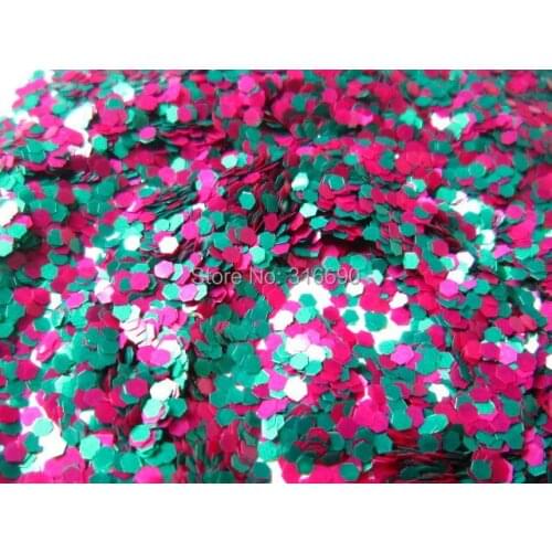 Hot pink and Green Hex Glitter Mix for Nail Art and Glitter Crafts nail art decorations