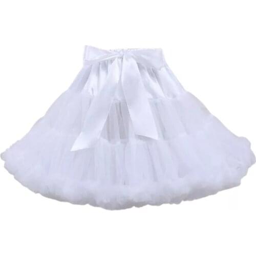 Women Lolita Cosplay Petticoat Puffy Layered Ballet Tutu Skirt Bow Underskirt