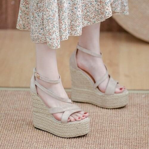 2021 Summer New Wedges Heel Sandals Womens Seaside Vacation 14cm High Heel Gladiator Sandals Women