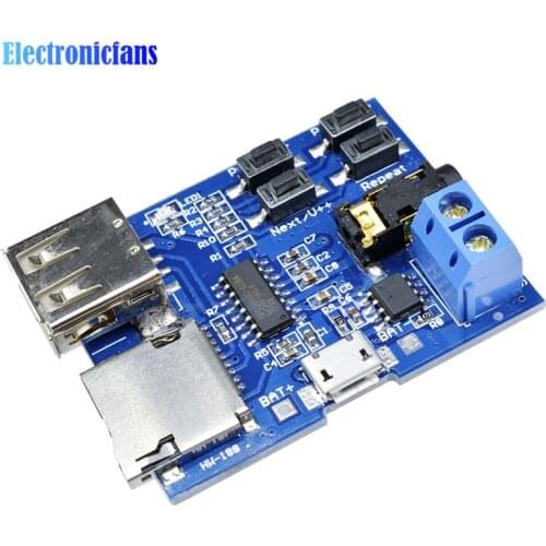 1Pcs TF Card U Disk MP3 Format Decoder Board Mirco USB Port Amplifier Decoding Audio Player Module 3.7-5.5V