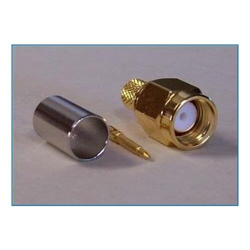 100pcs SMA Male Crimp RF Connector Goldplated For RG58 LMR195 Cable
