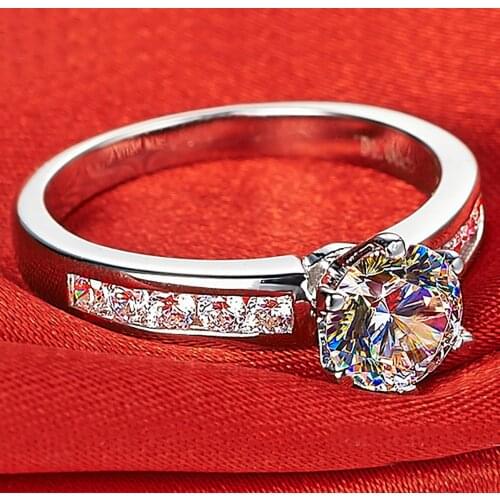 14K Au585 White Gold Women Ring Moissanite Diamonds 1 2 3 4 5 Carat Round Wedding Party Engagement Anniversary Ring Trendy