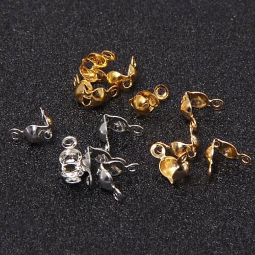 200pcs/lot Connector Clasp Fitting 4*7.5mm Ball Chain Calotte End Crimps Beads Connector Components For Jewelry Making Supplies