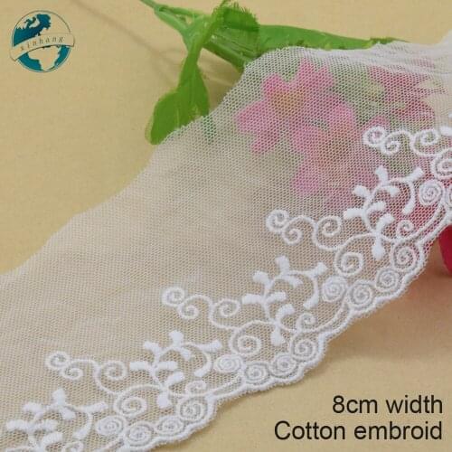 3yards 8cm wide Cotton embroid lace edge sewing ribbon guipure trim wedding lace DIY Garment Accessories african doll lace#3959