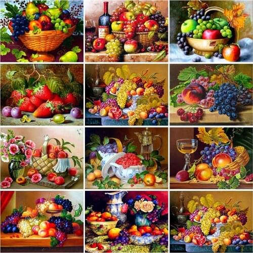 5D Diamond Painting Fruit Scenery Home Decor Full Square Round Landscape Grape Diamond Embroidery Cross Stitch Diamond Mosaic