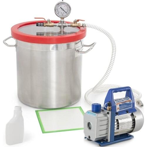 5Gal Vacuum Buckets 220V 2L Vacuum Pump,280*280mm Stainless Steel Vacuum Degassing Chamber 1pc