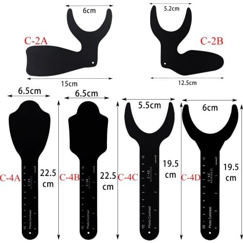 6Pcs/Set Dental Orthodontic Black Background Board Photo Image Contrast Board Oral Cheek Plate With Scale Mark Autoclavable Tool