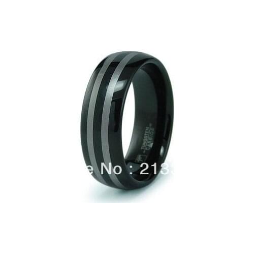 FREE SHIPPING USA WHOLESALES CHEAP PRICE BRAZIL RUSSIA CANADA UK HOT SALE NEW 8MM DOMED SHINY BLACK BRIDAL TUNGSTEN WEDDING RING
