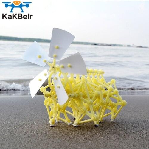 1pc Wind power beast Bionic invention diy small toy manual robot Puzzle science experiment textbook child Assembled block gift